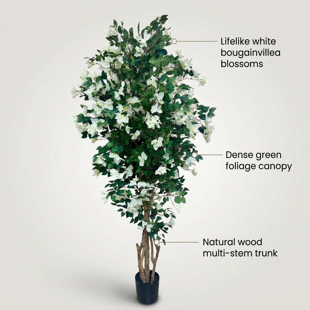 Artificial White Bougainvillea Tree 210cm detail 5