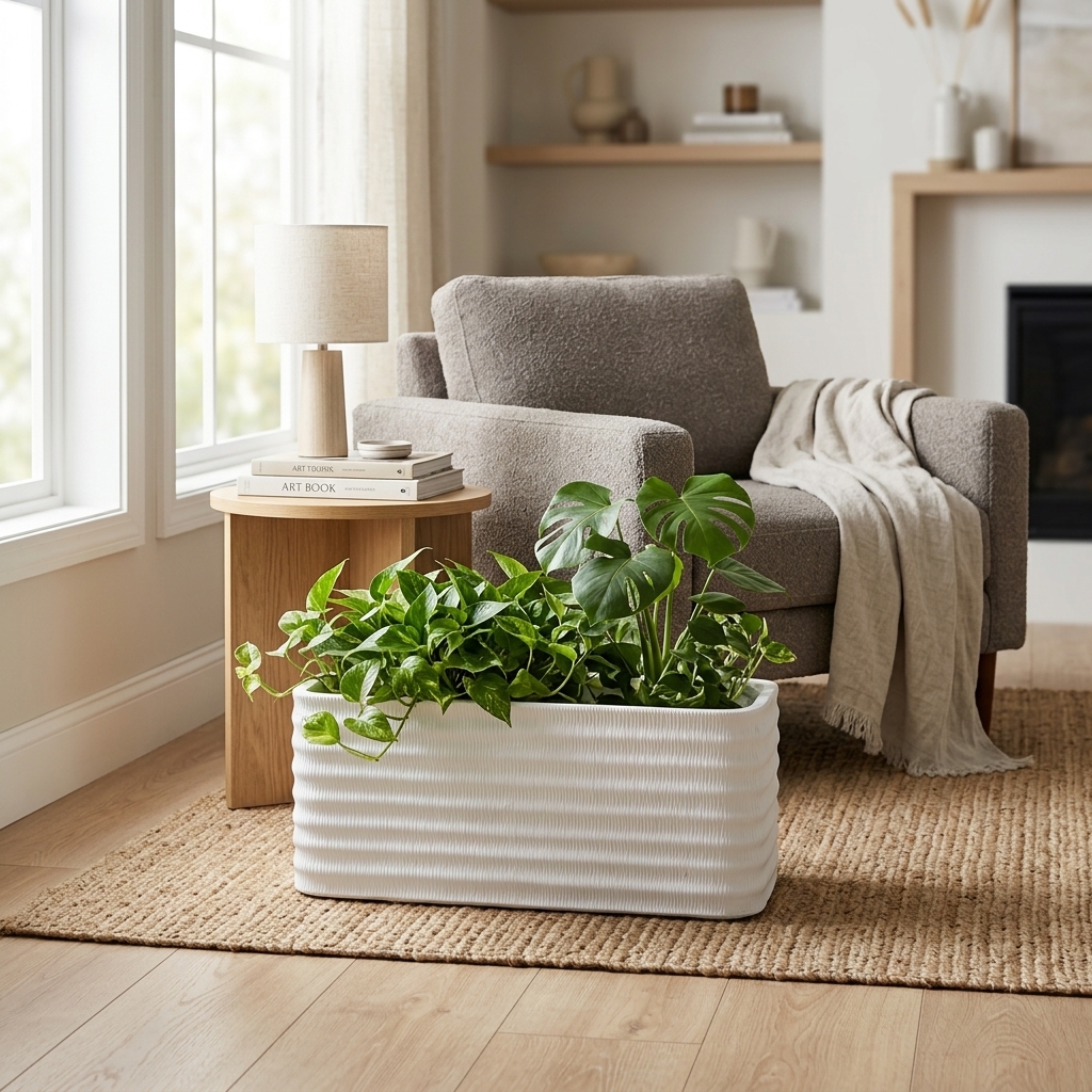80cm Rectangular Fiber Pot Planter detail 2