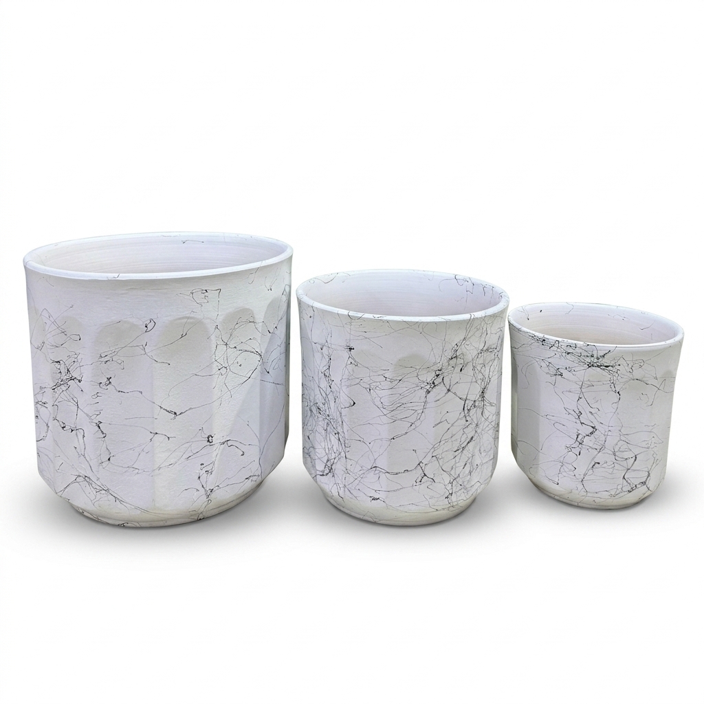 Nested Trio Ceramic Planter Pot Set