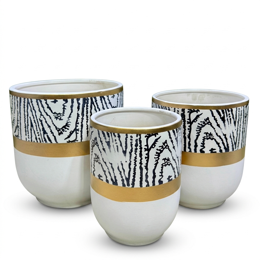 Modern Ribbed Ceramic Pot 26cm