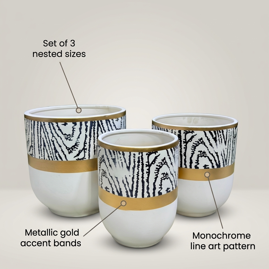 Modern Ribbed Ceramic Pot 26cm detail 5