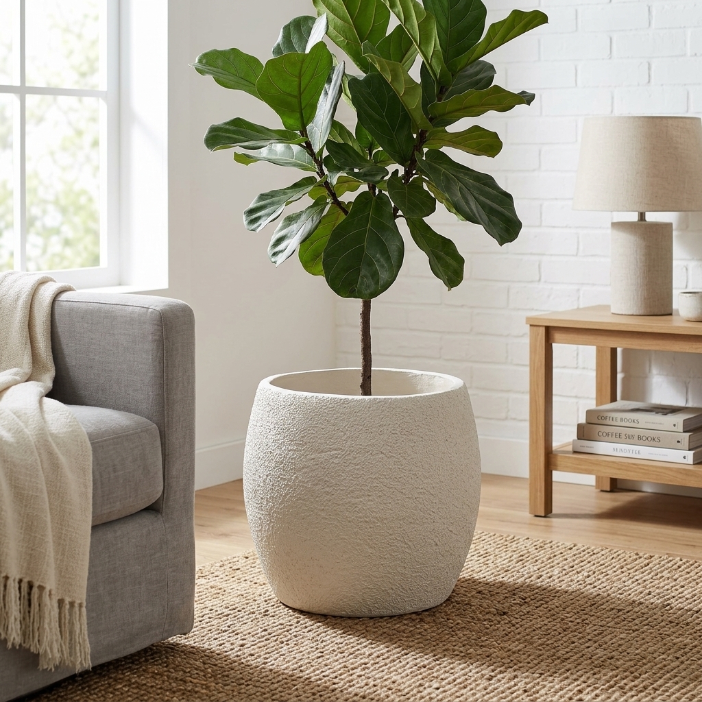 CP81-1 Square Fiber Clay Planter Pot detail 2
