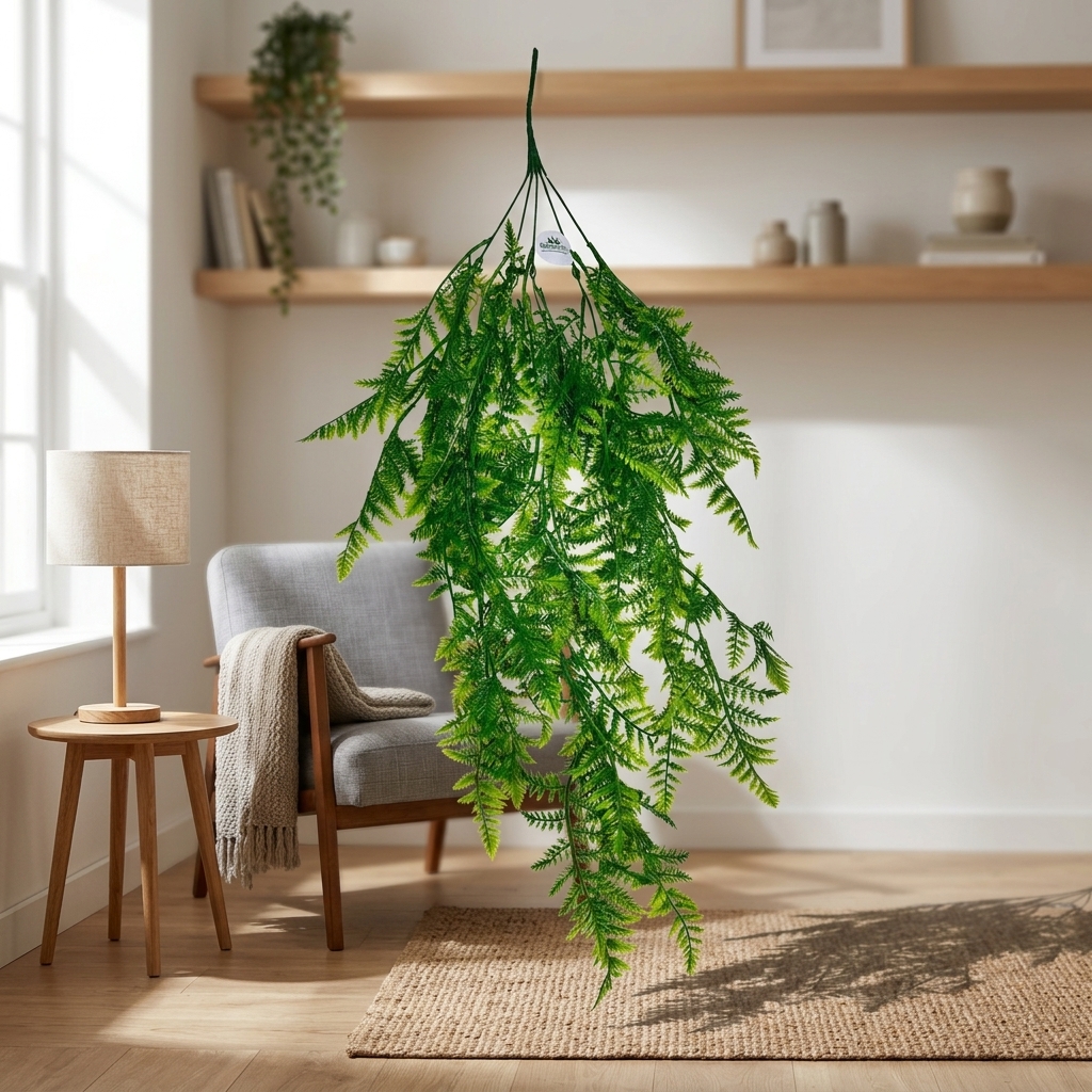 Artificial Boston Fern Hanging Plant 80cm detail 2