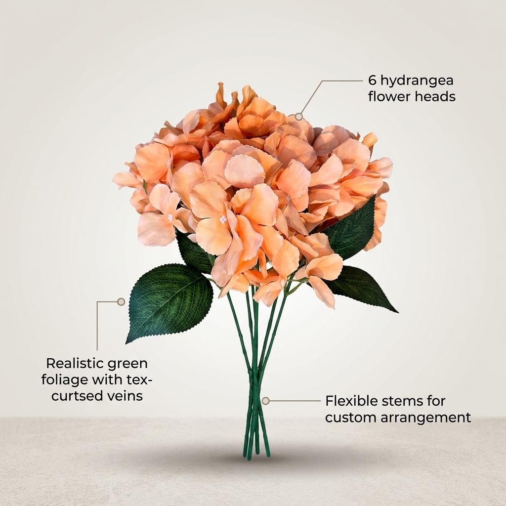 Artificial Soft Blue Hydrangea Stem 95cm detail 5