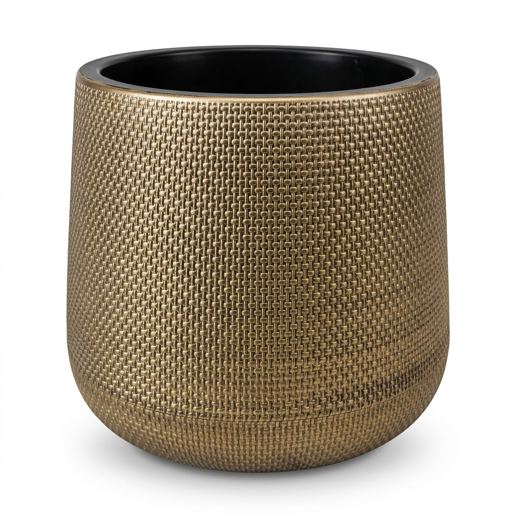 Gold Plastic Planter Pot 28cm
