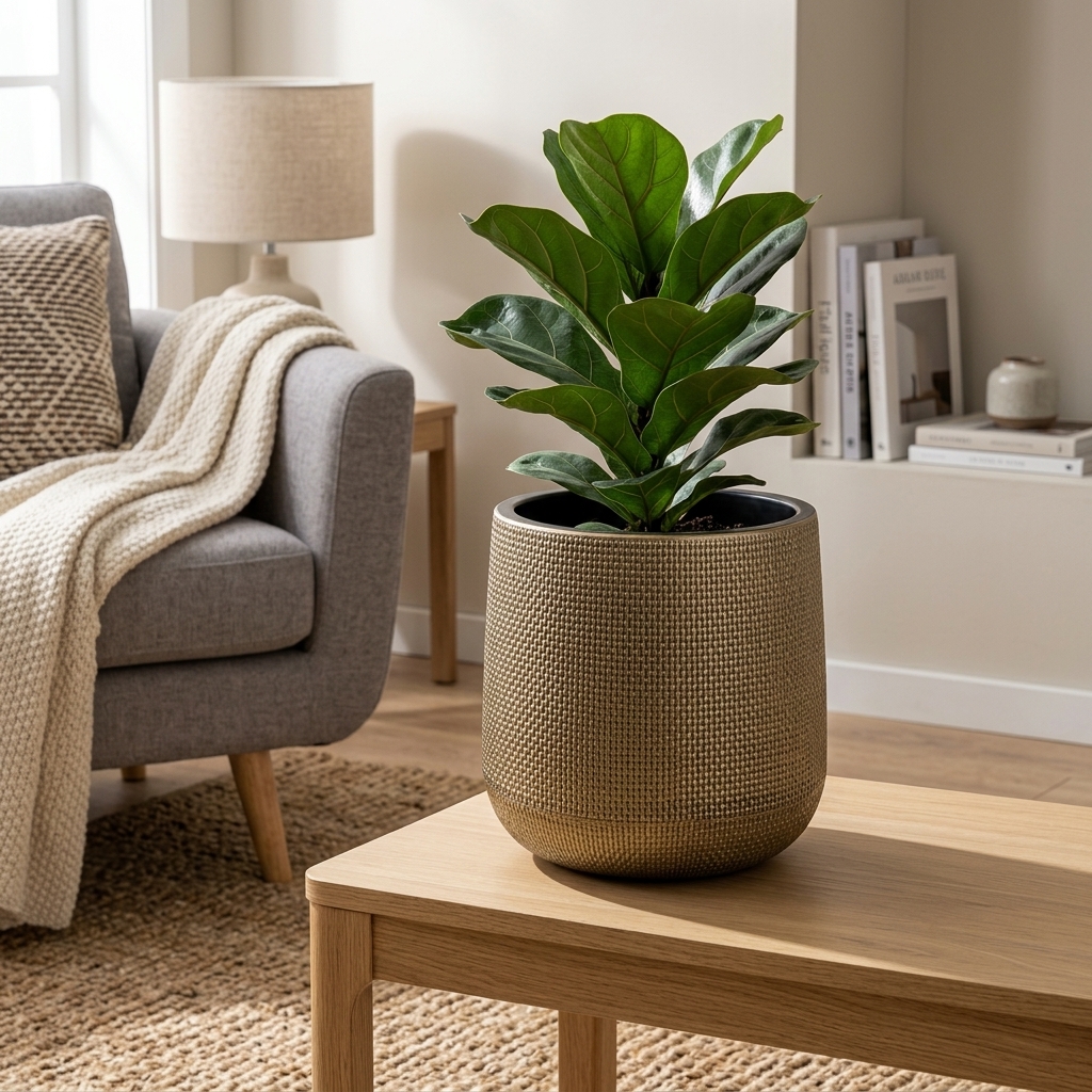 Gold Plastic Planter Pot 28cm detail 2