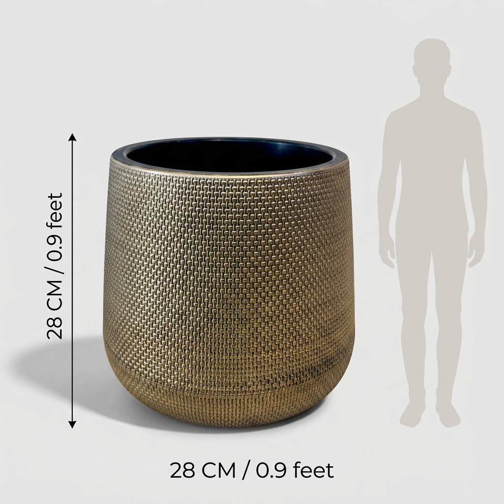 Gold Plastic Planter Pot 28cm detail 3