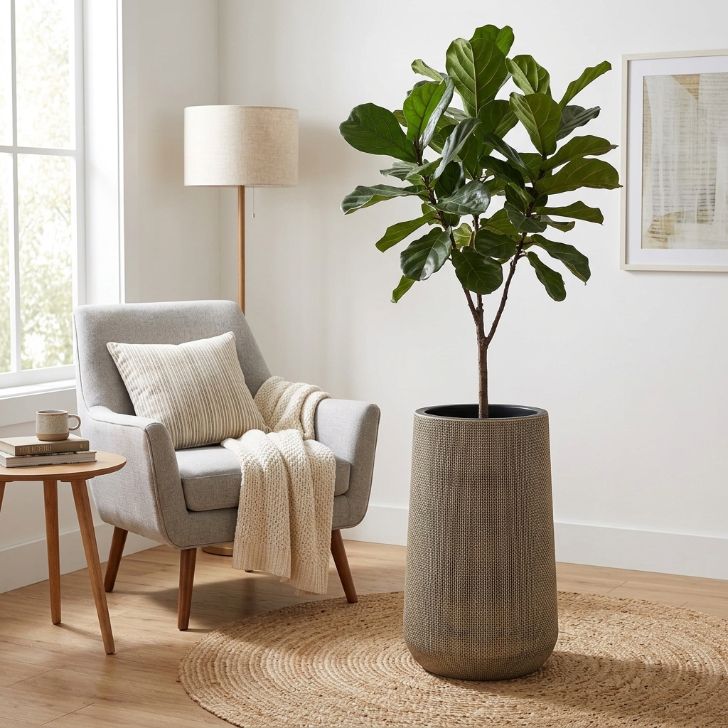 Gold Plastic Planter Pot 65cm detail 2