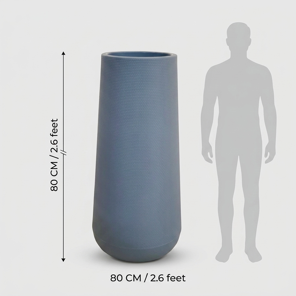 Modern Grey Tall Plastic Planter 30x80cm detail 3