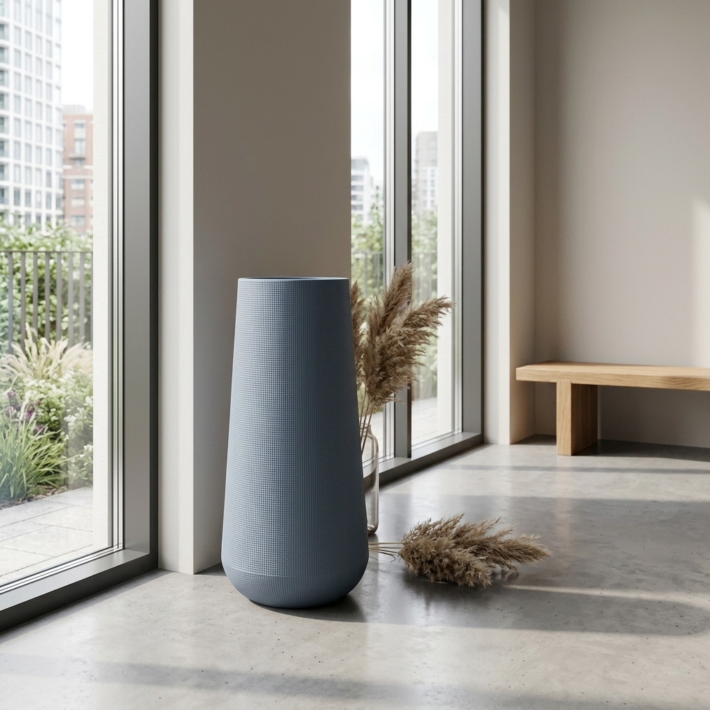 Modern Grey Tall Plastic Planter 30x80cm detail 4