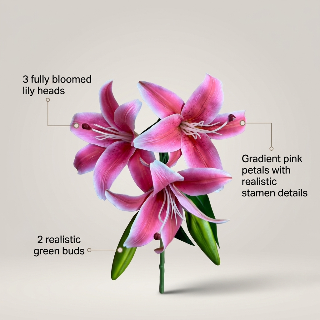Premium Artificial Lily Stem 68cm detail 5