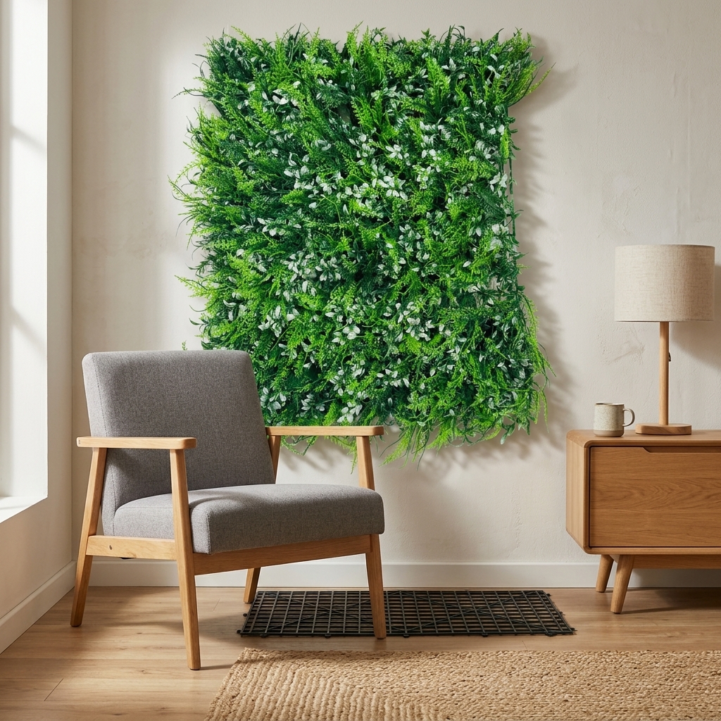 Mixed Fern Leaf Green Wall Mat 40x60cm detail 2
