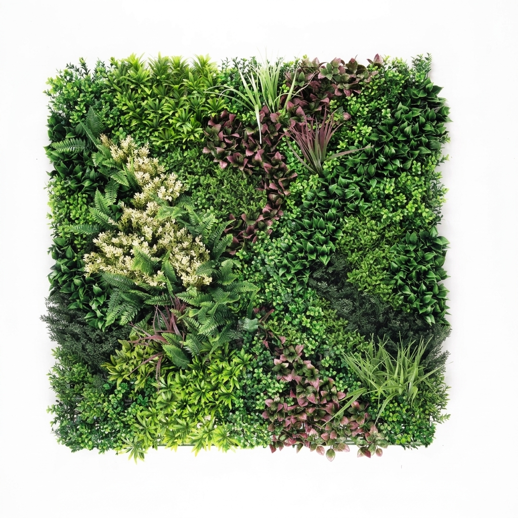 Lush Mixed Leaf Artificial Wall Mat 1m x 1m
