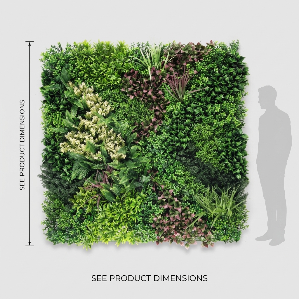 Lush Mixed Leaf Artificial Wall Mat 1m x 1m detail 3