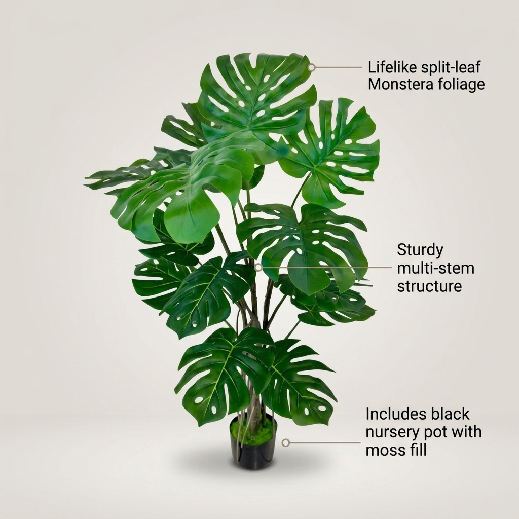 Artificial Monstera Deliciosa Plant 110cm detail 5