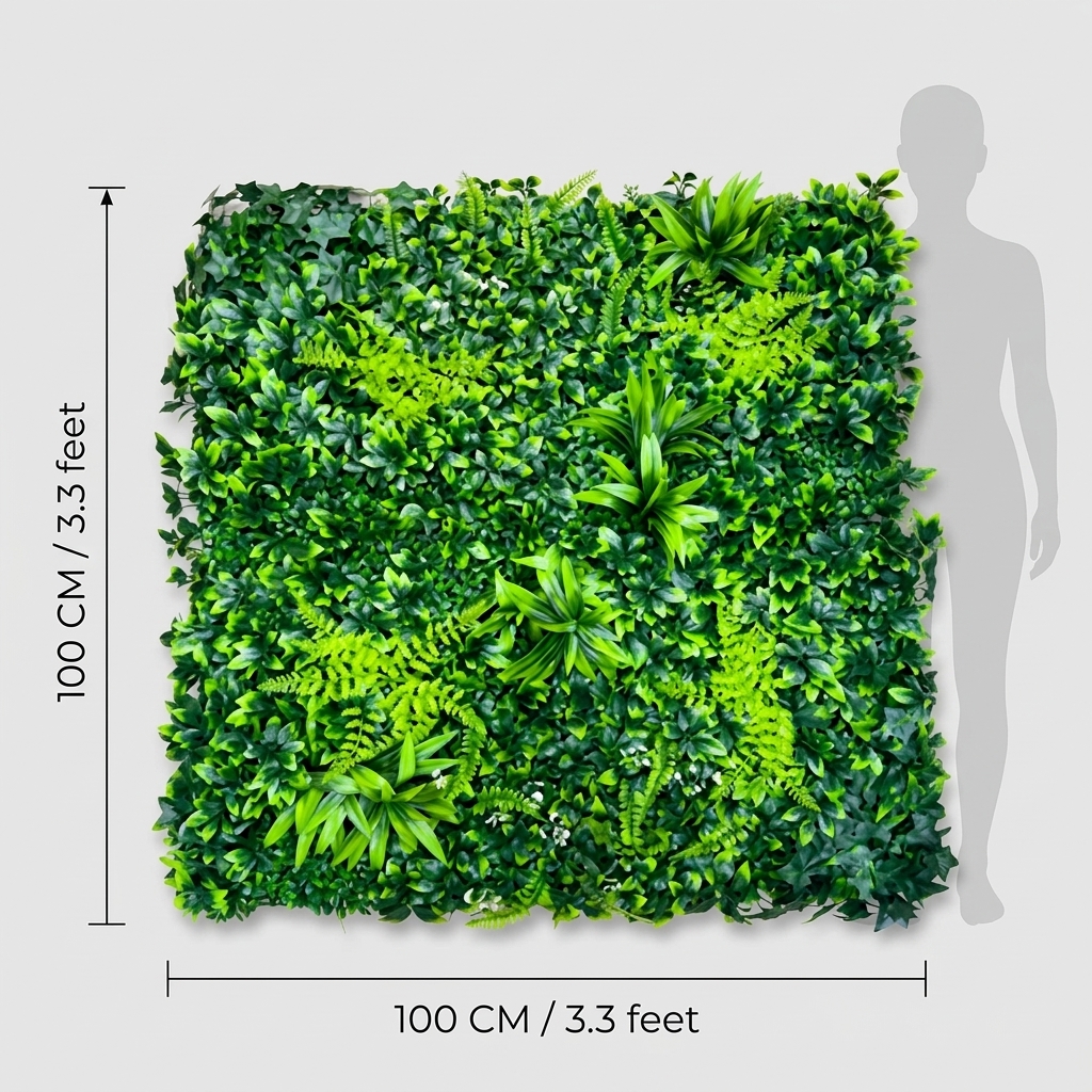 Lush Green Artificial Wall Mat 1m x 1m detail 3