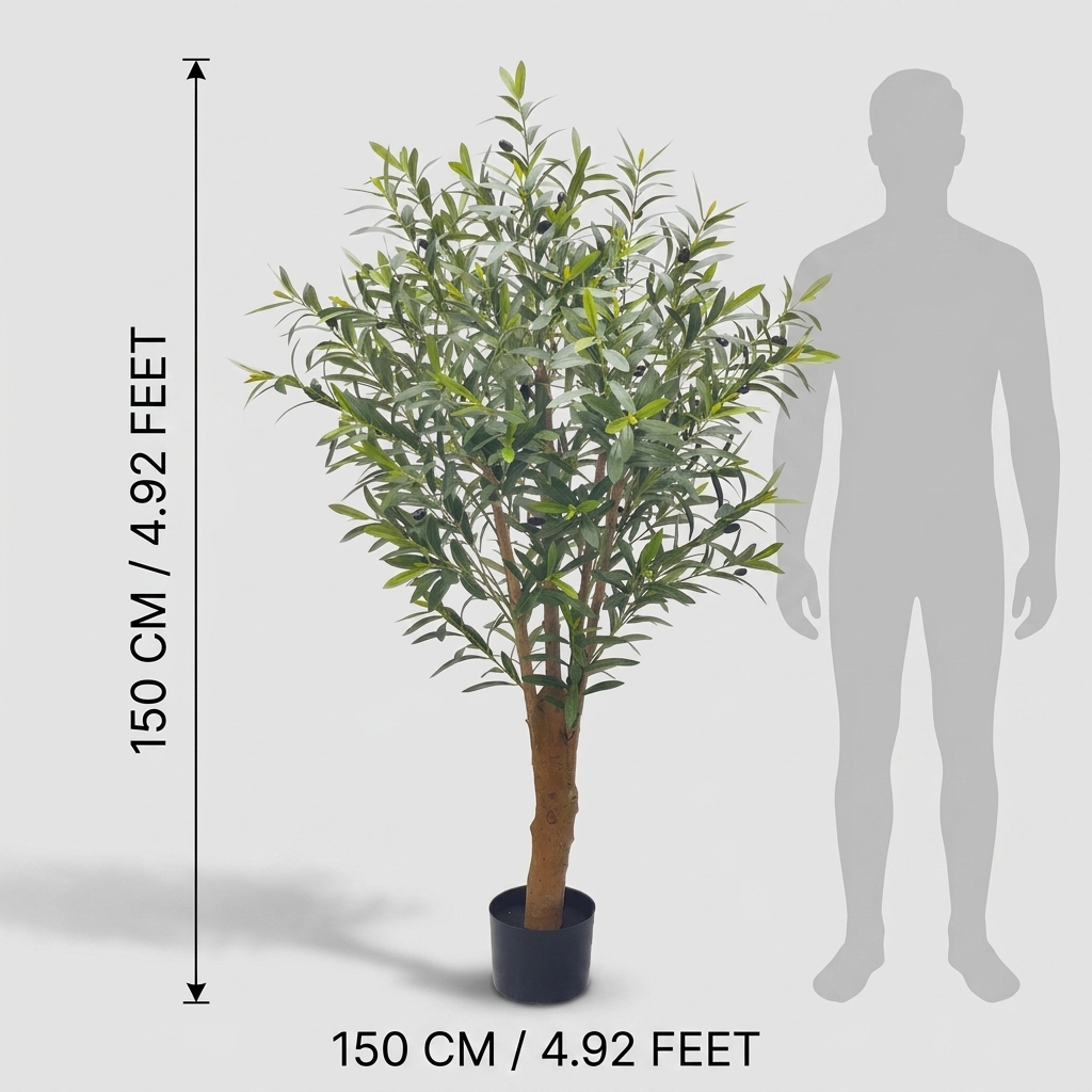 Grand Green Artificial Olive Tree 150cm detail 3