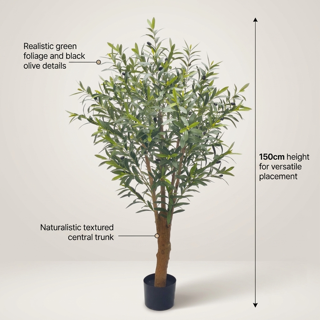 Grand Green Artificial Olive Tree 150cm detail 5