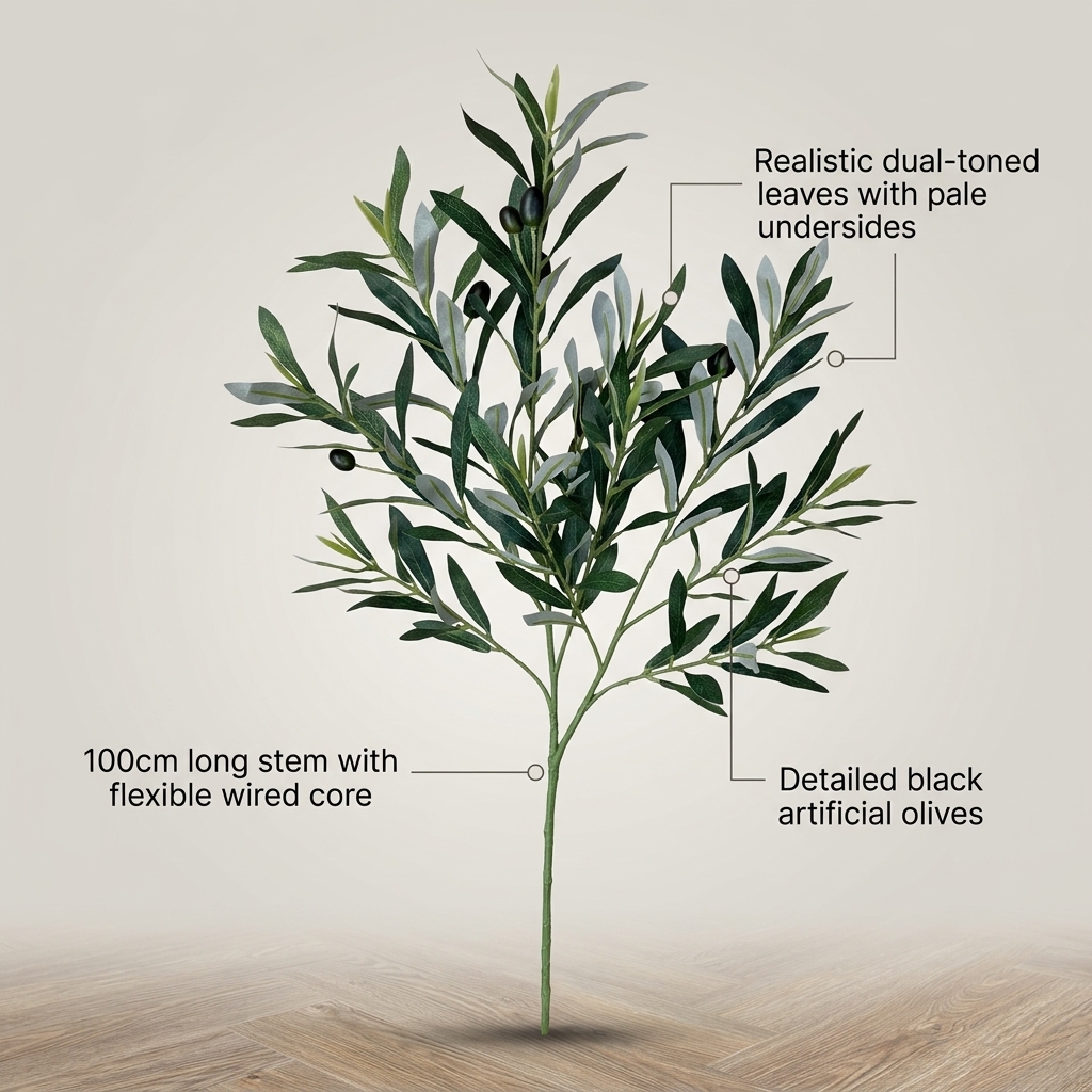 Artificial Olive Leaf Stem Greenery - 35cm detail 5