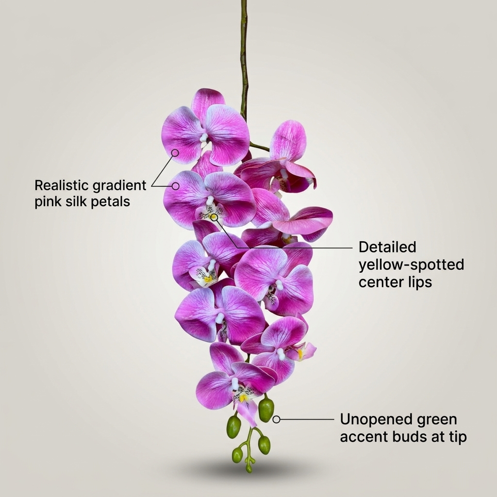 Artificial Phalaenopsis Orchid Stem 95cm detail 5