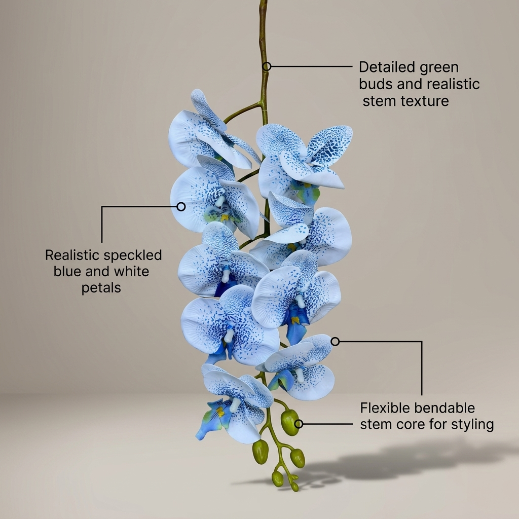 Contemporary Artificial Orchid Branch 95cm detail 5