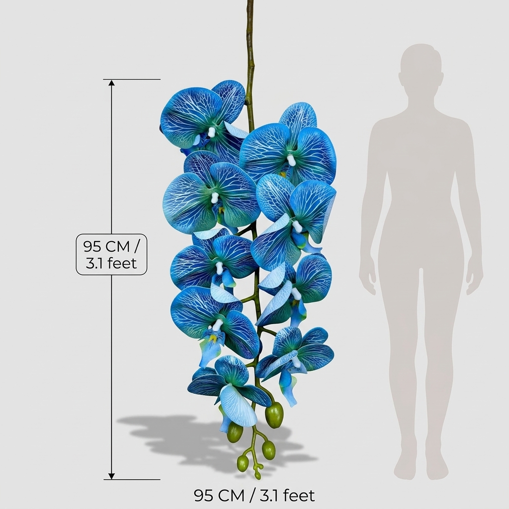 Elegant White Orchid Stem 95cm detail 3