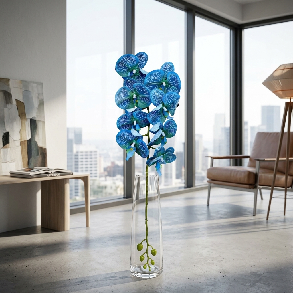 Elegant White Orchid Stem 95cm detail 4