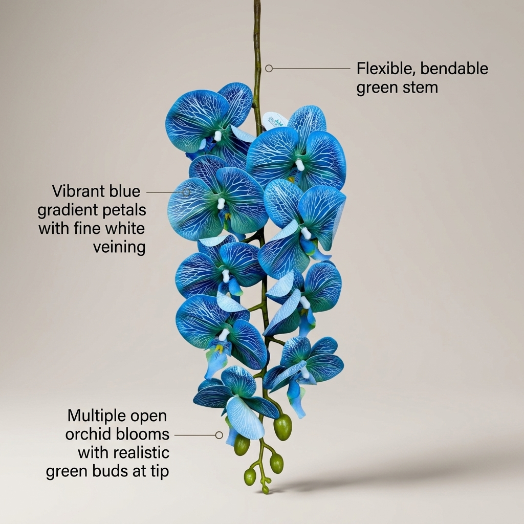 Elegant White Orchid Stem 95cm detail 5
