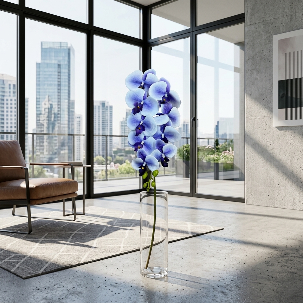 Artificial Deluxe Double Orchid Stem 95cm detail 4