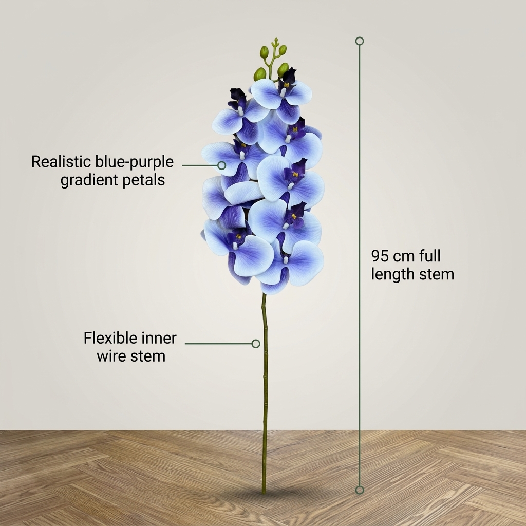 Artificial Deluxe Double Orchid Stem 95cm detail 5