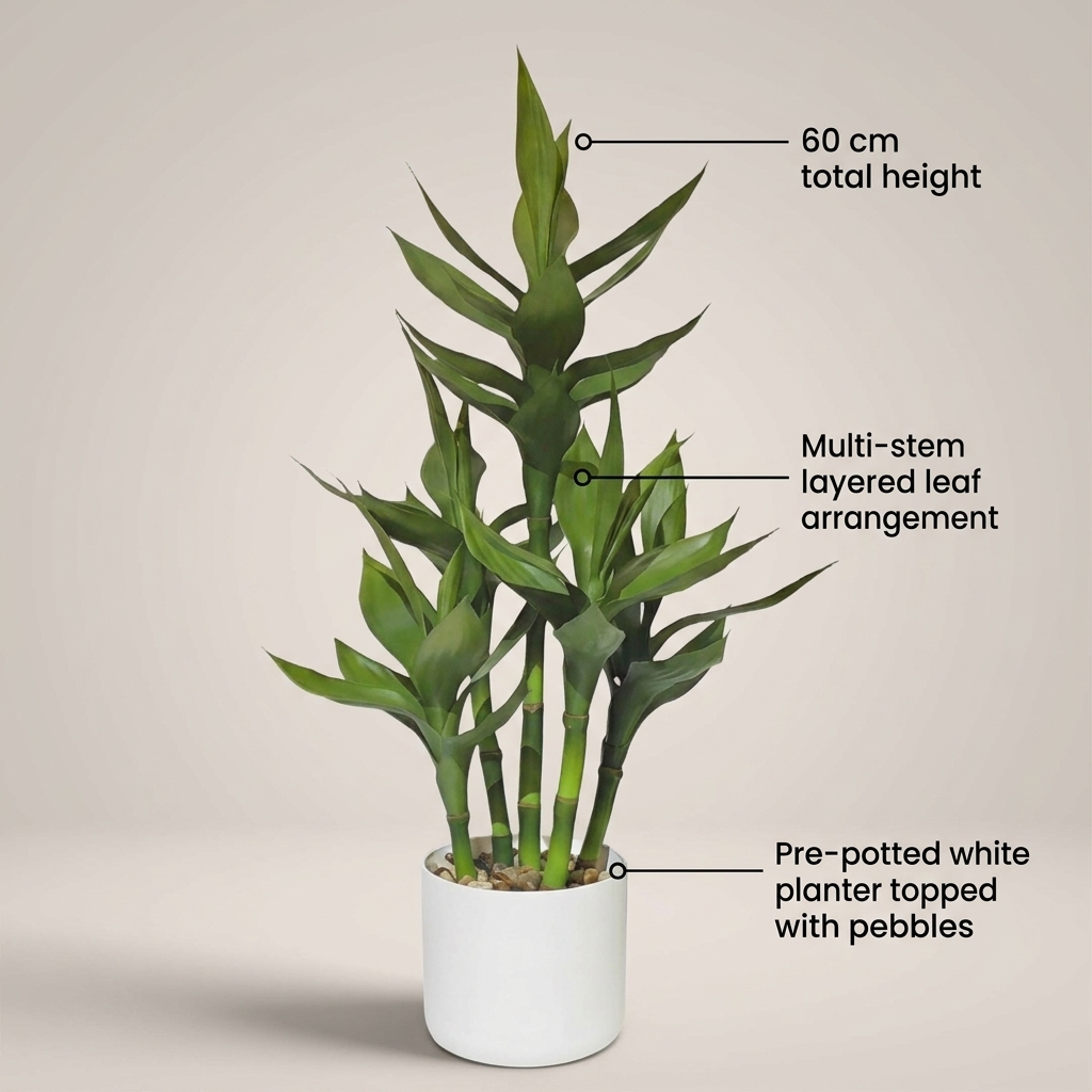 Artificial Lucky Bamboo Plant 60cm detail 5