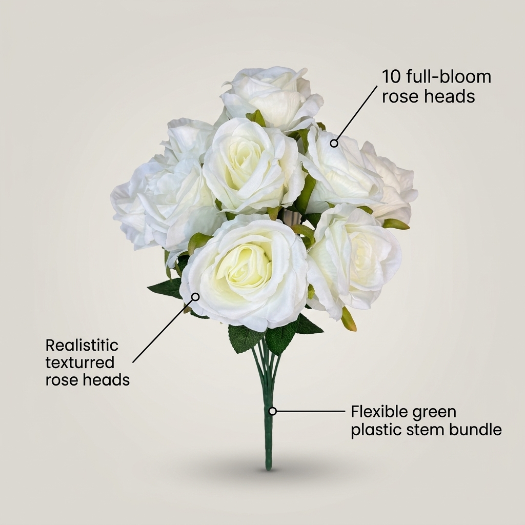 Artificial Long Stem Rose 95cm - Style 08 detail 5