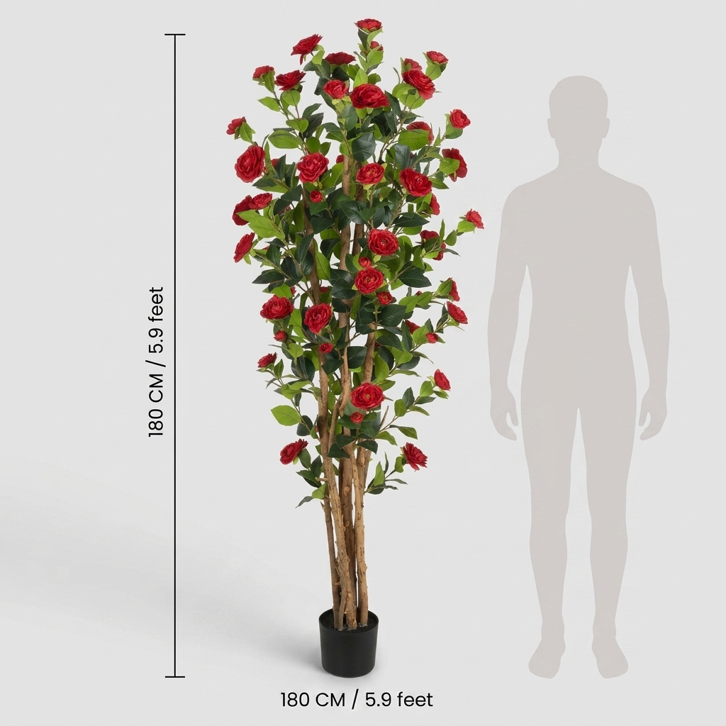 Artificial Red Camellia Tree 180cm detail 3