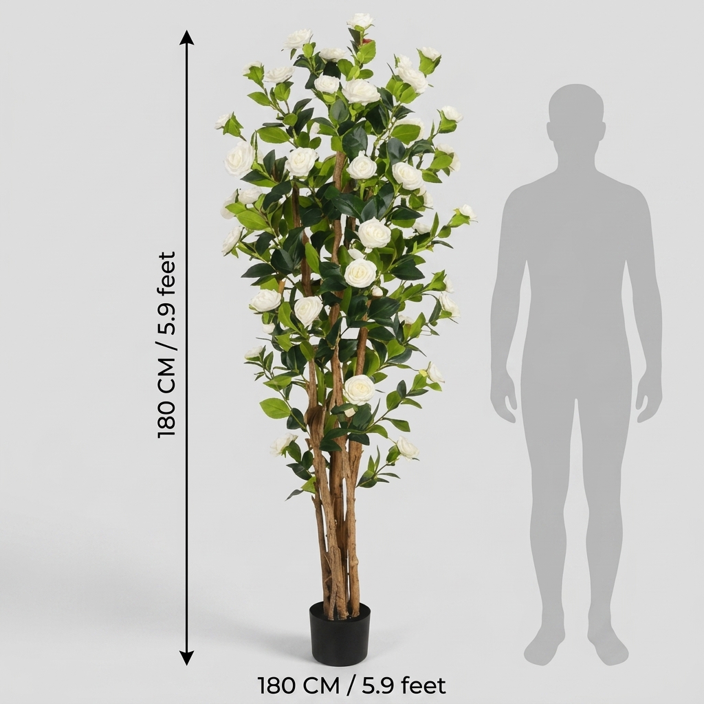 Artificial White Camellia Tree 180cm detail 3