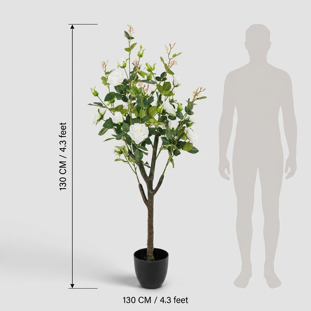 Artificial White Rose Tree 130cm detail 3