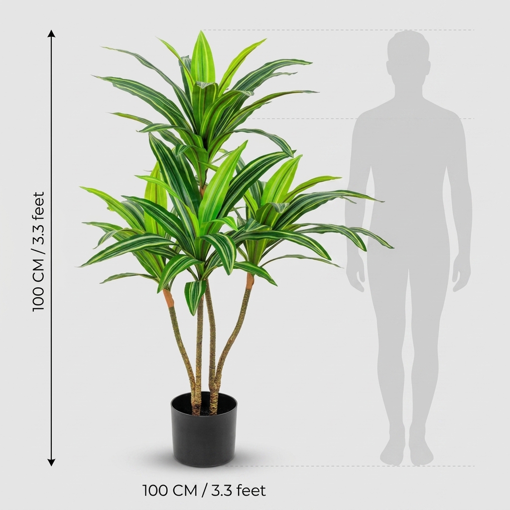 Compact Artificial Dracaena Fragrans 100cm detail 3