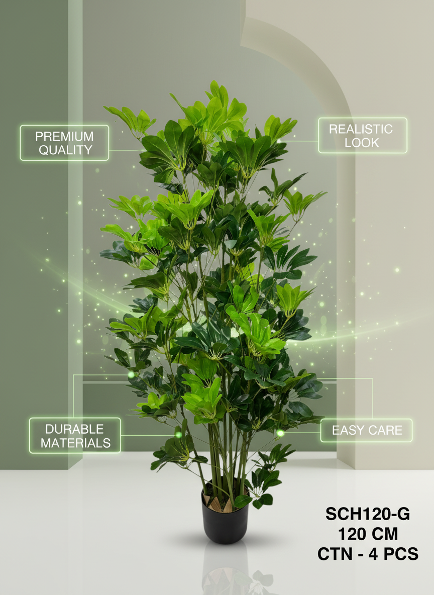 120cm Artificial Schefflera Plant for Indoor Home & Office Decor