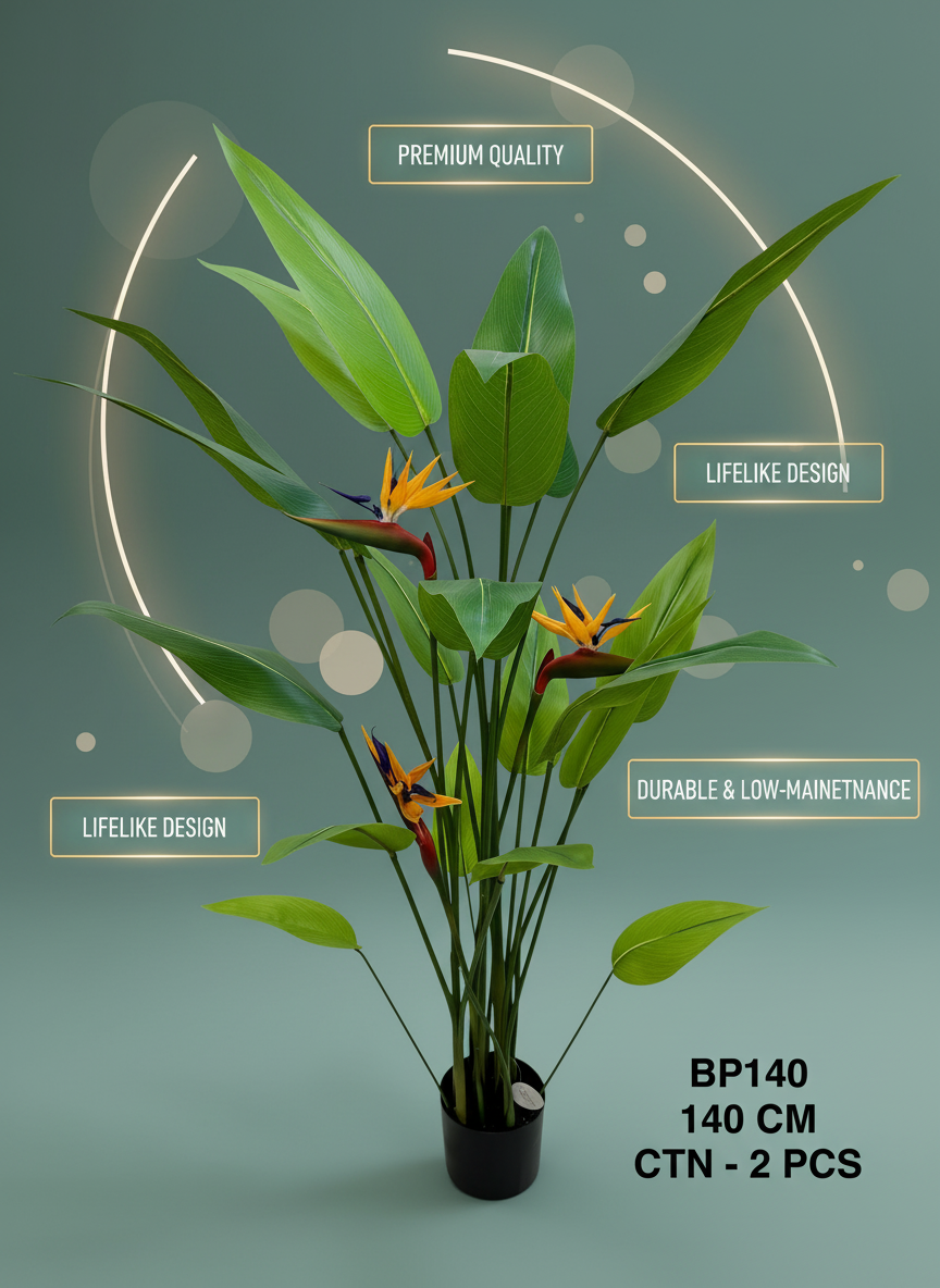 140cm Artificial Bird of Paradise Plant | Lifelike Strelitzia for Home & Office 3