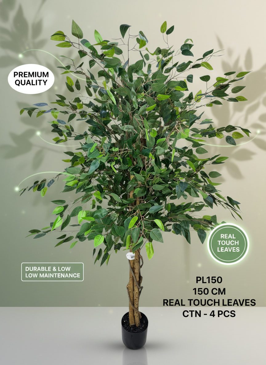 150 CM Artificial Ficus Tree with Real Touch Leaves - Lifelike Indoor Decor