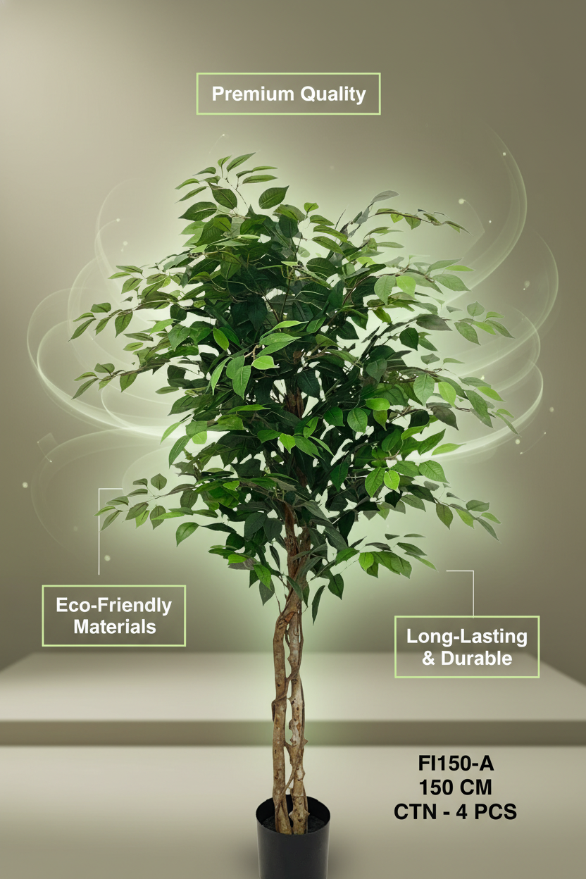 150cm Artificial Ficus Tree - Realistic Faux Plant for Home & Office Decor