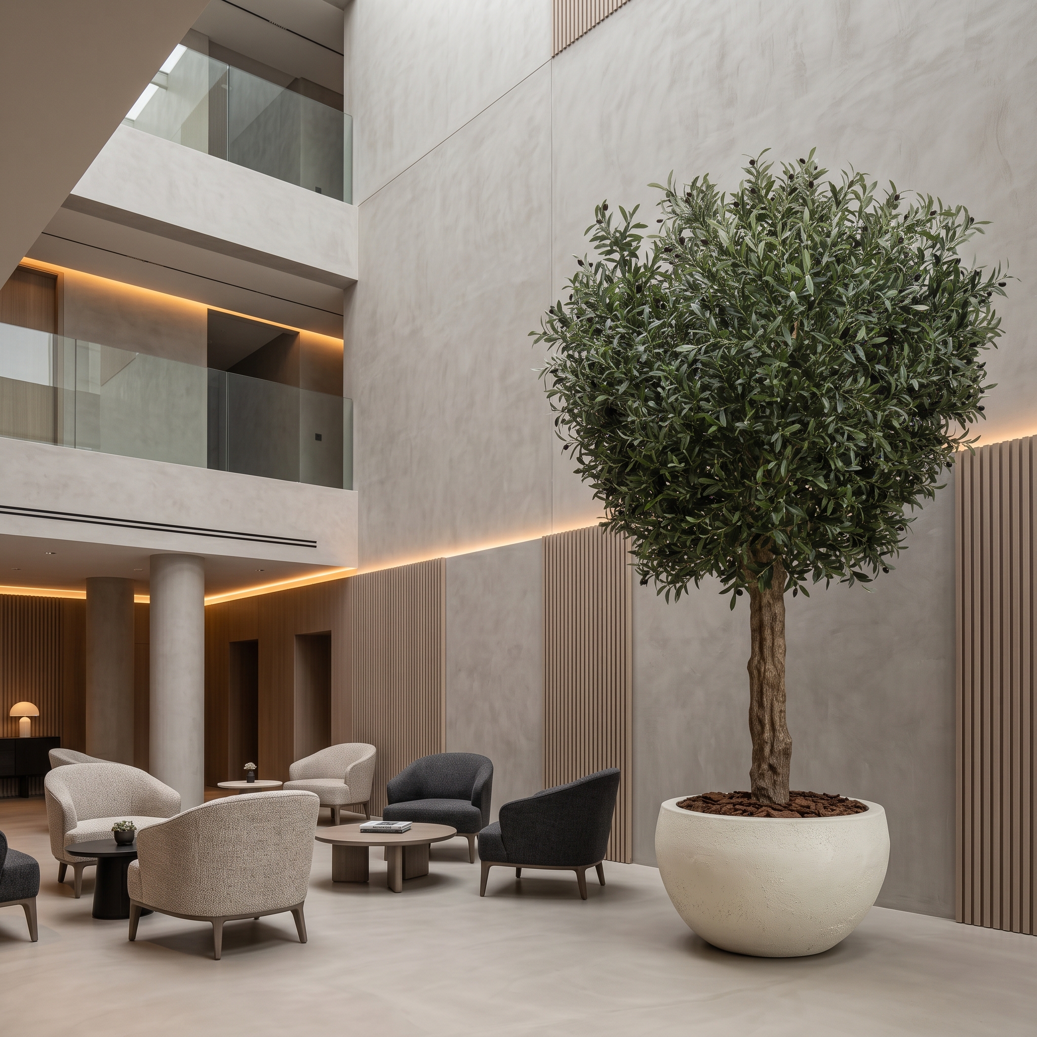 Custom 290cm Artificial Olive Tree in 87cm Bowl Planter detail 3