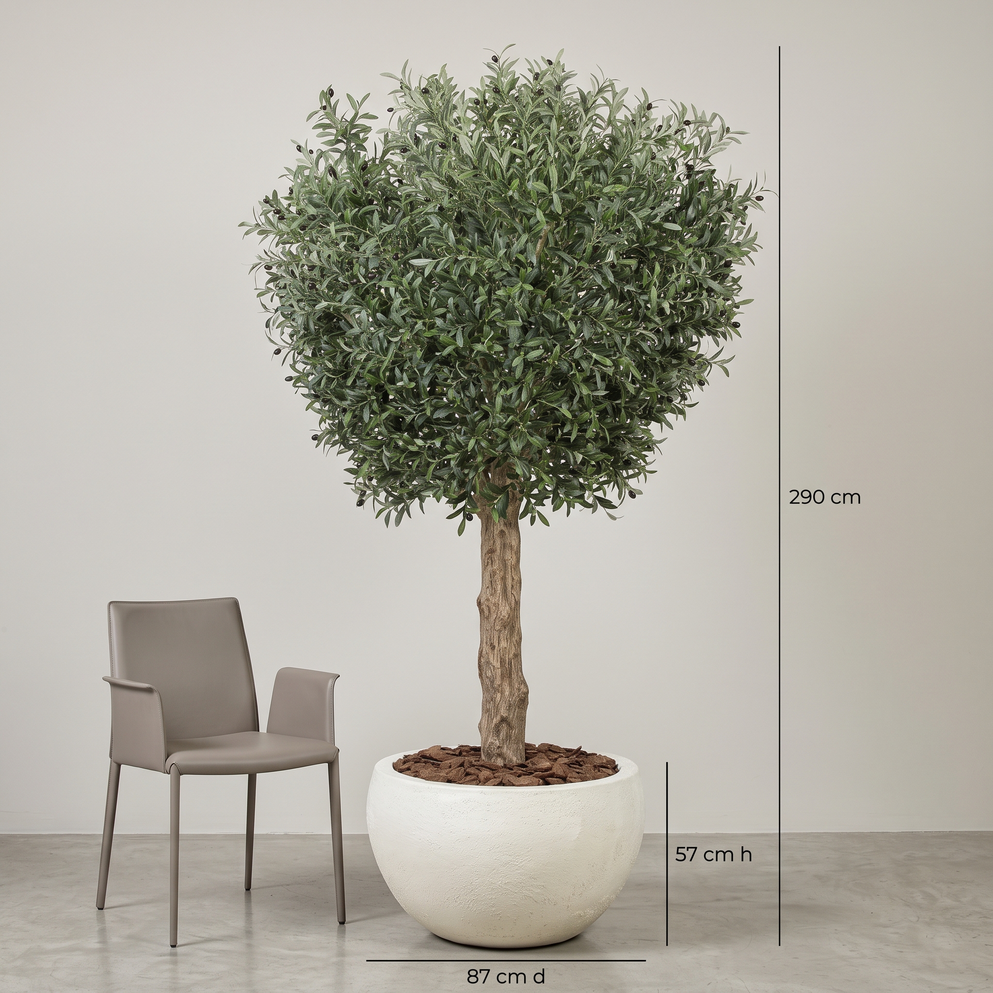Custom 290cm Artificial Olive Tree in 87cm Bowl Planter detail 4