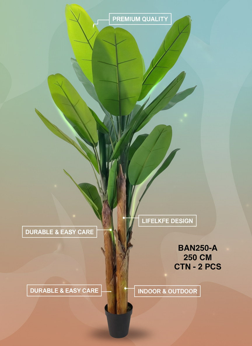 250cm Artificial Paradise Plant - Lifelike Faux Banana Tree for Home & Office