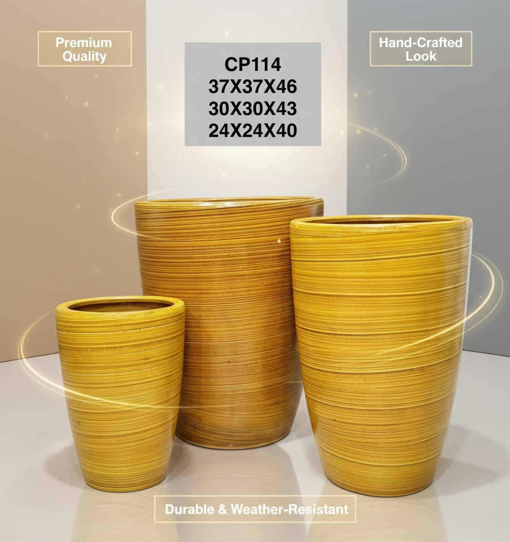 CP114 Modern Yellow Ceramic Planter Pot - Indoor & Outdoor