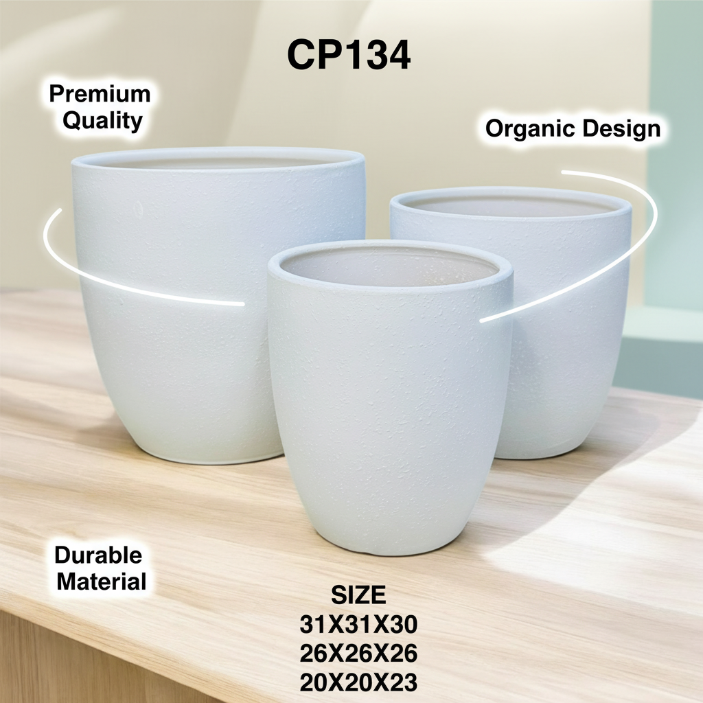 CP134 Modern White Textured Planter Pot - Indoor Outdoor Plant Pot