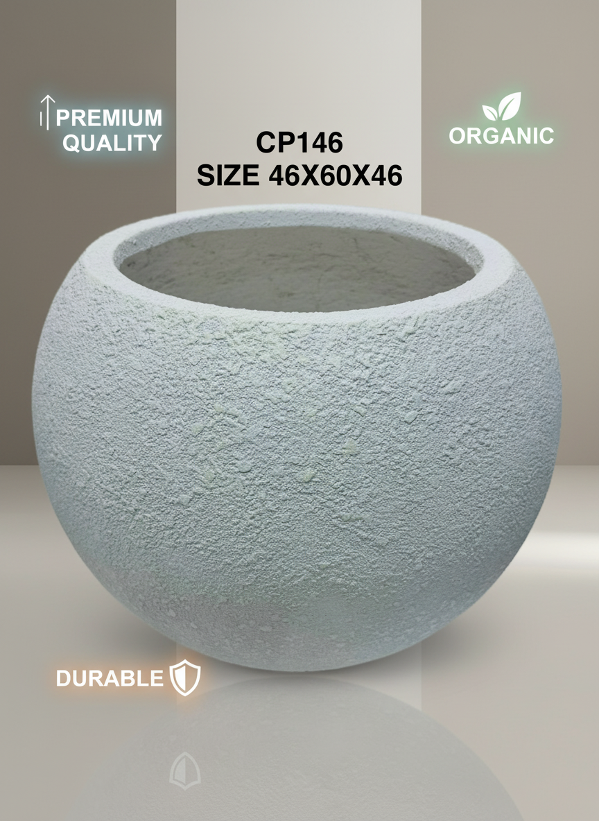 CP146 Large Textured Round Fiber Planter Pot - 46x60x46cm